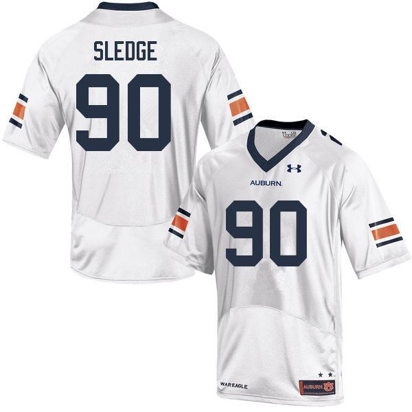 Auburn Tigers Men's Enyce Sledge #90 White Under Armour Stitched College 2022 NCAA Authentic Football Jersey PMZ6874TF